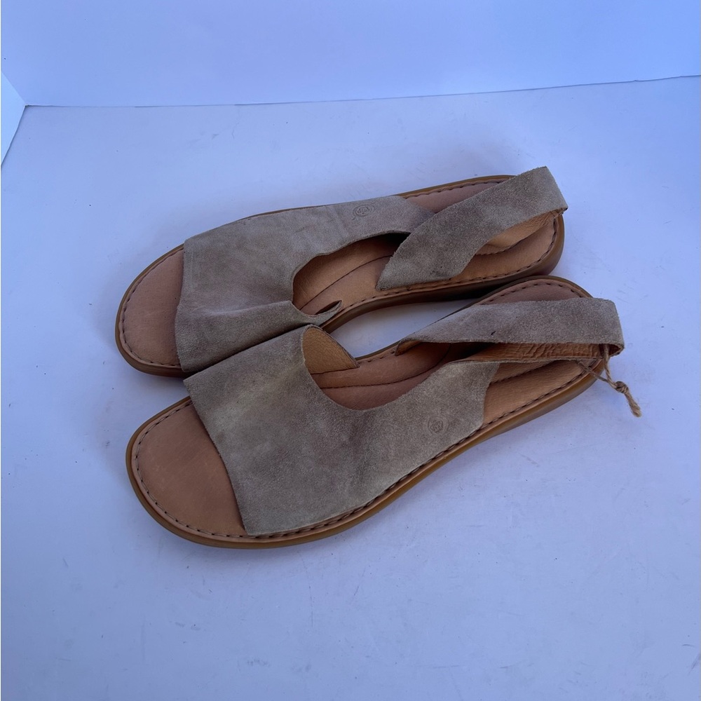 Born Women's Suede Taupe Open-Toe Slingback Sandals - Picture 6 of 9